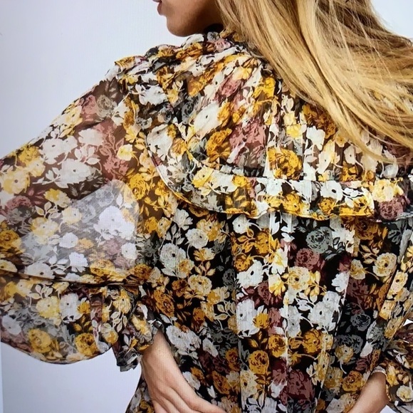 Mango Chiffon Floral Modest Dress 2 - Picture 4 of 16